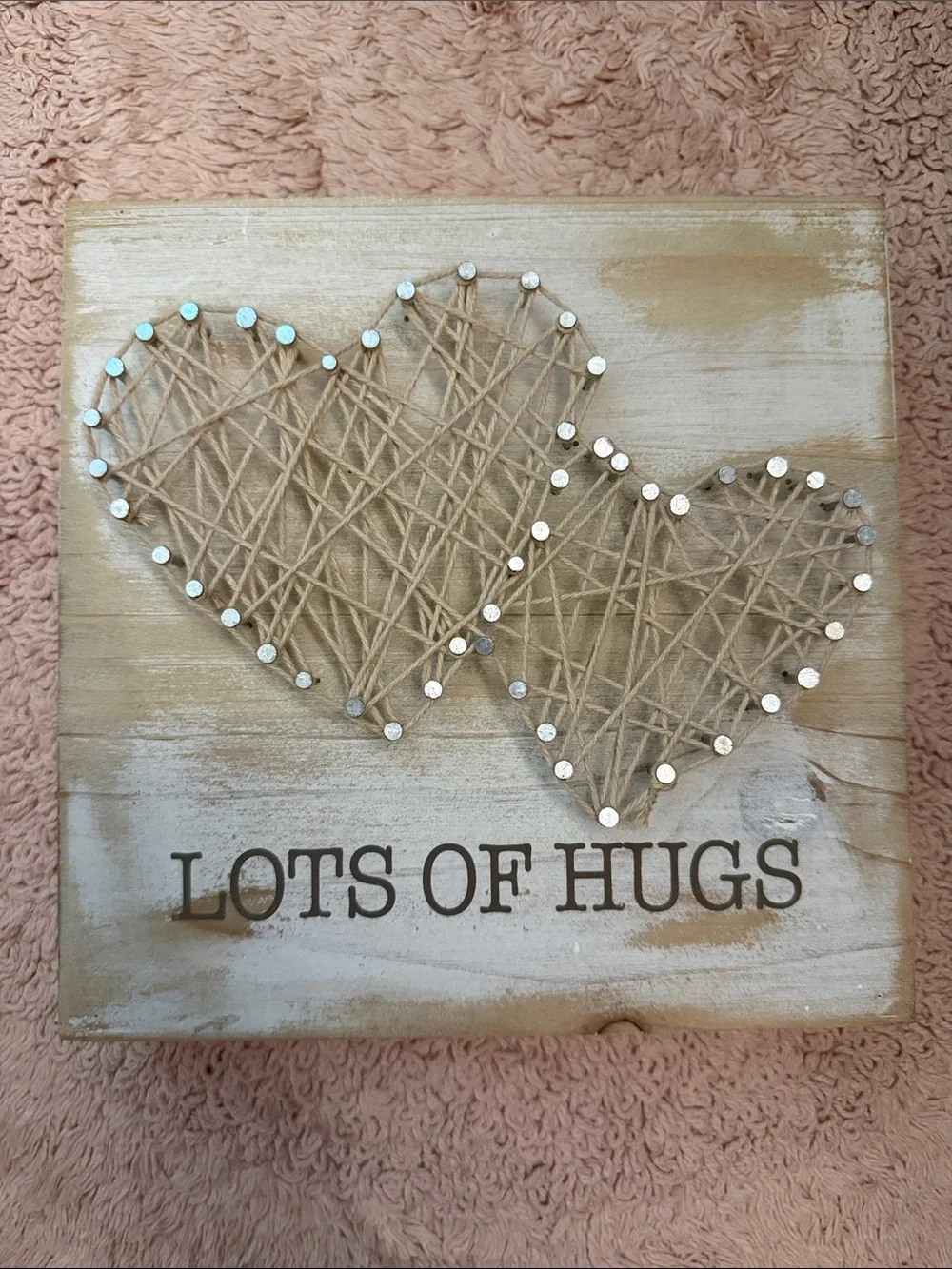 Lots of Hugs Heart String Wall Decor - Natural Wood & Twine
